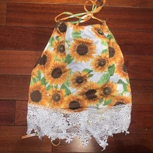 Sunflower tie back halter top